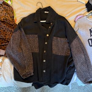 Leopard Print Black Jacket